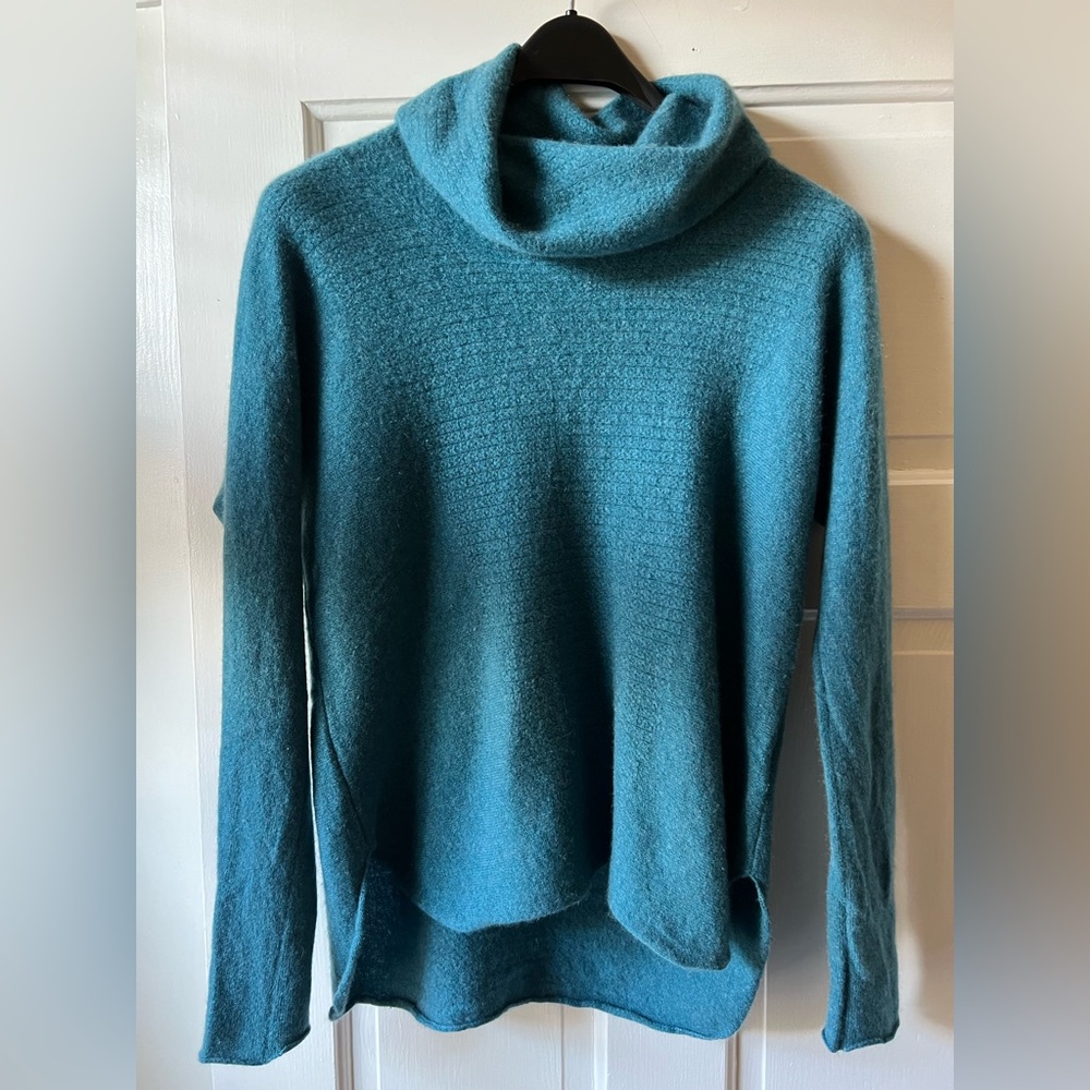 Cynthia Rowley 100% Cashmere 2-Ply Teal Cowl Neck Sweater Women’s Small